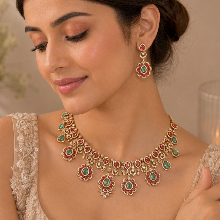Multicolor Orlisse Victorian Jewellery Set - New Arrival