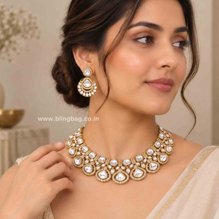 Ivory Aarna Kundan Jewellery Set