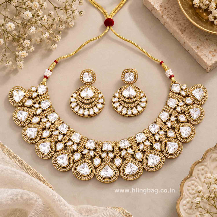 Ivory Aarna Kundan Jewellery Set