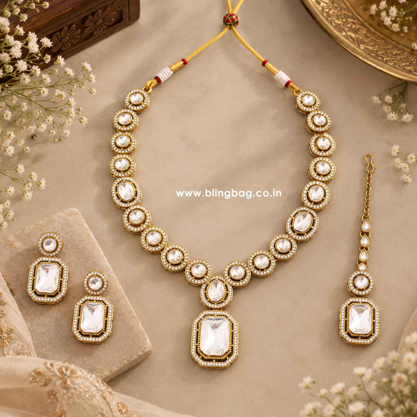 Ivory Aaryani Kundan Jewellery Set