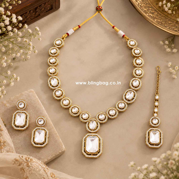 Ivory Aaryani Kundan Jewellery Set