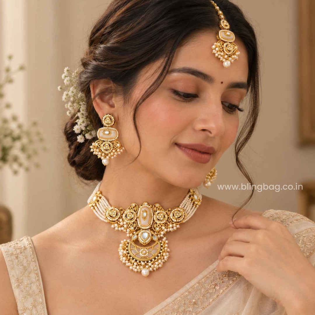 Ivory Ahanvi Kundan Jewellery Set - New Arrival