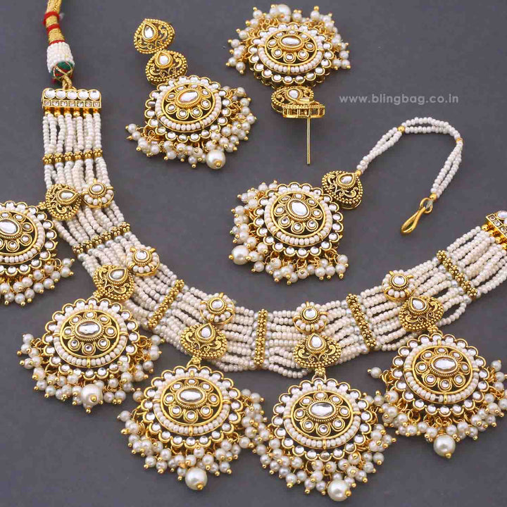 Ivory Ahilya Kundan Jewellery Set