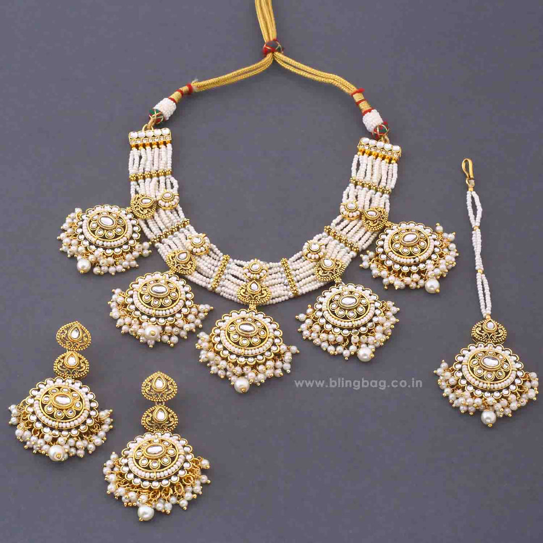 Ivory Ahilya Kundan Jewellery Set