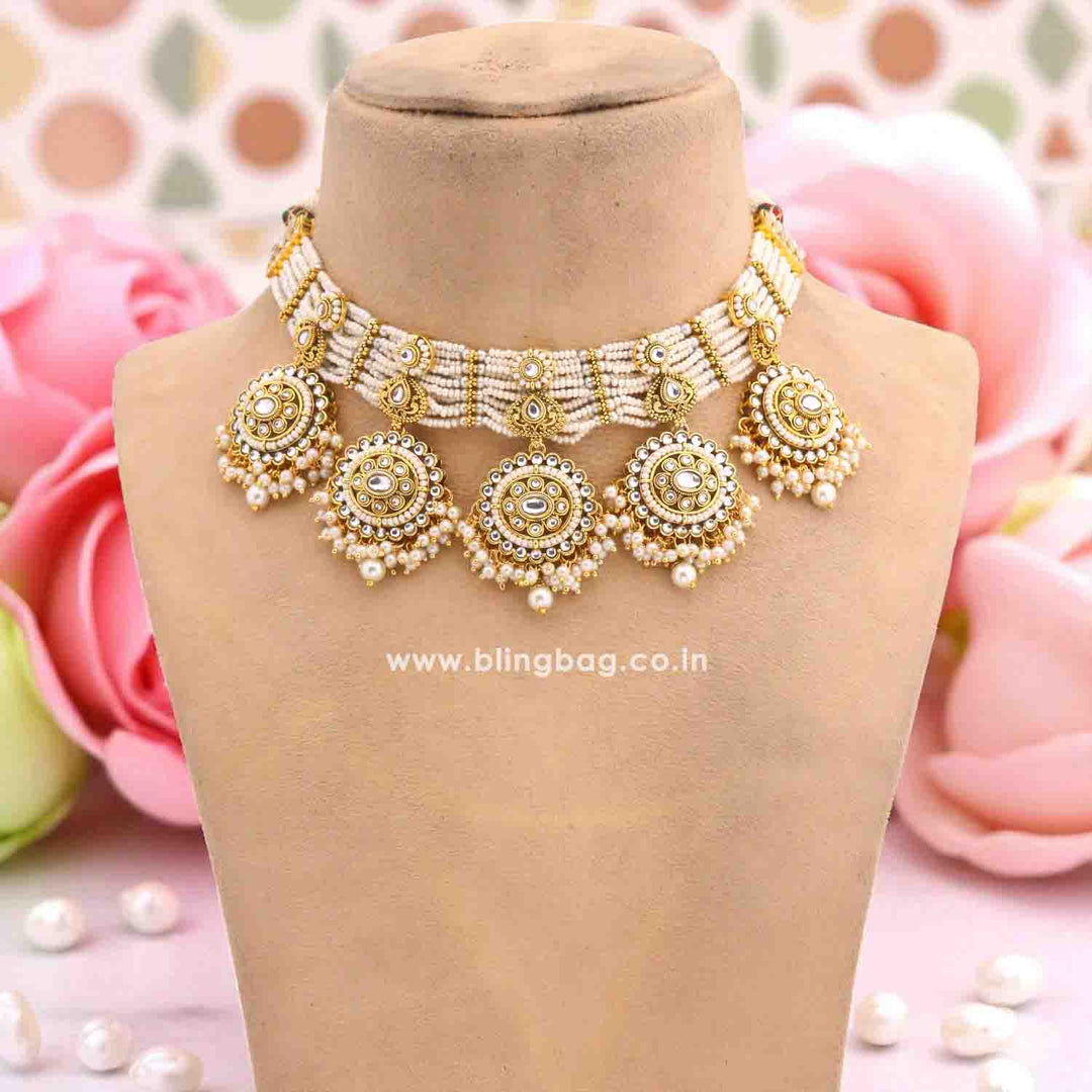 Ivory Ahilya Kundan Jewellery Set