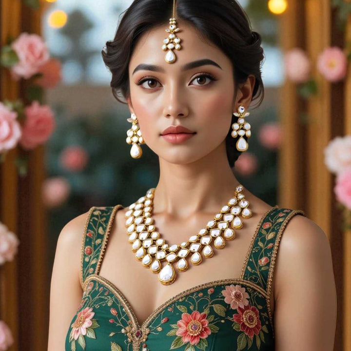 Ivory Ahlami Kundan Jewellery Set