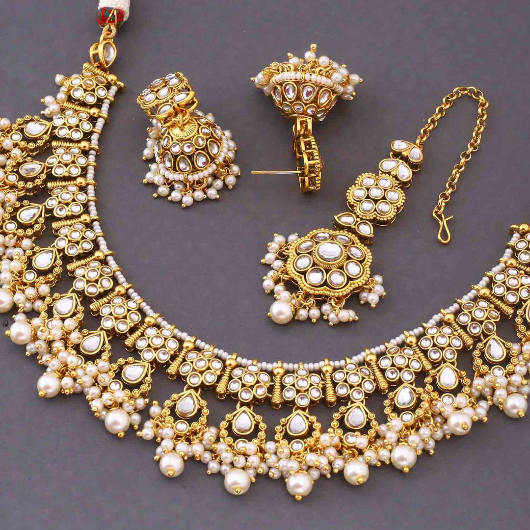 Ivory Amita Kundan Jewellery Set