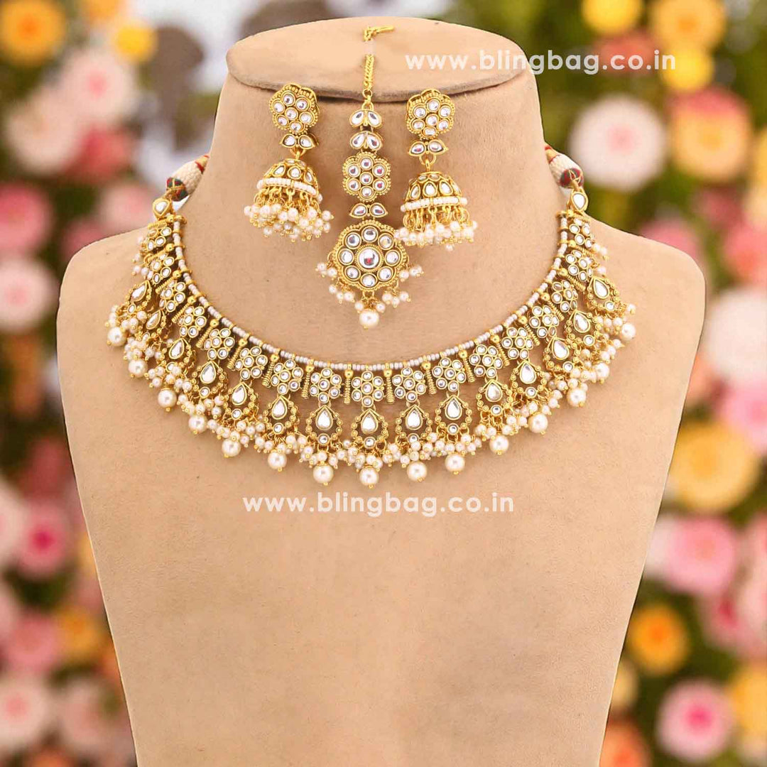 Ivory Amita Kundan Jewellery Set