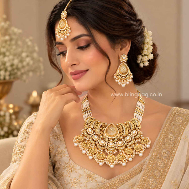 Ivory Aranya Kundan Jewellery Set - New Arrival