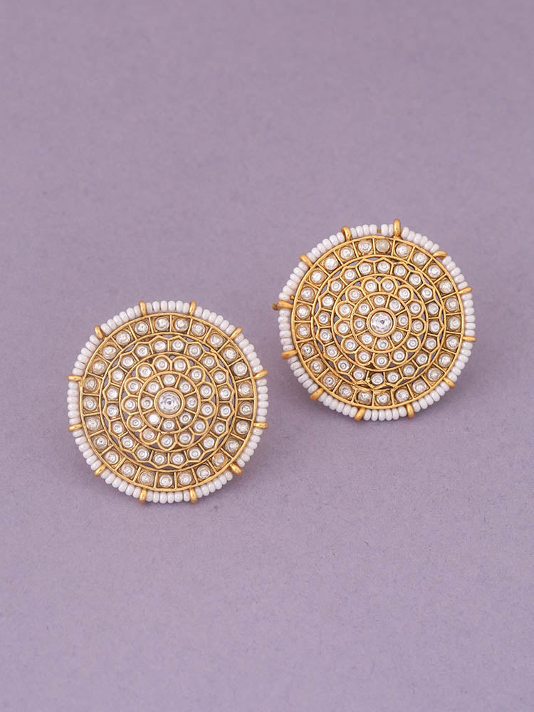 Ivory Bhalchandra Temple Studs