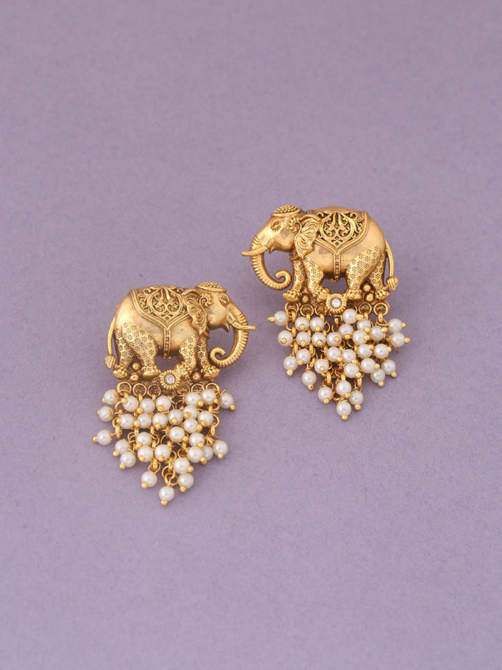 Ivory Bheema Temple Studs