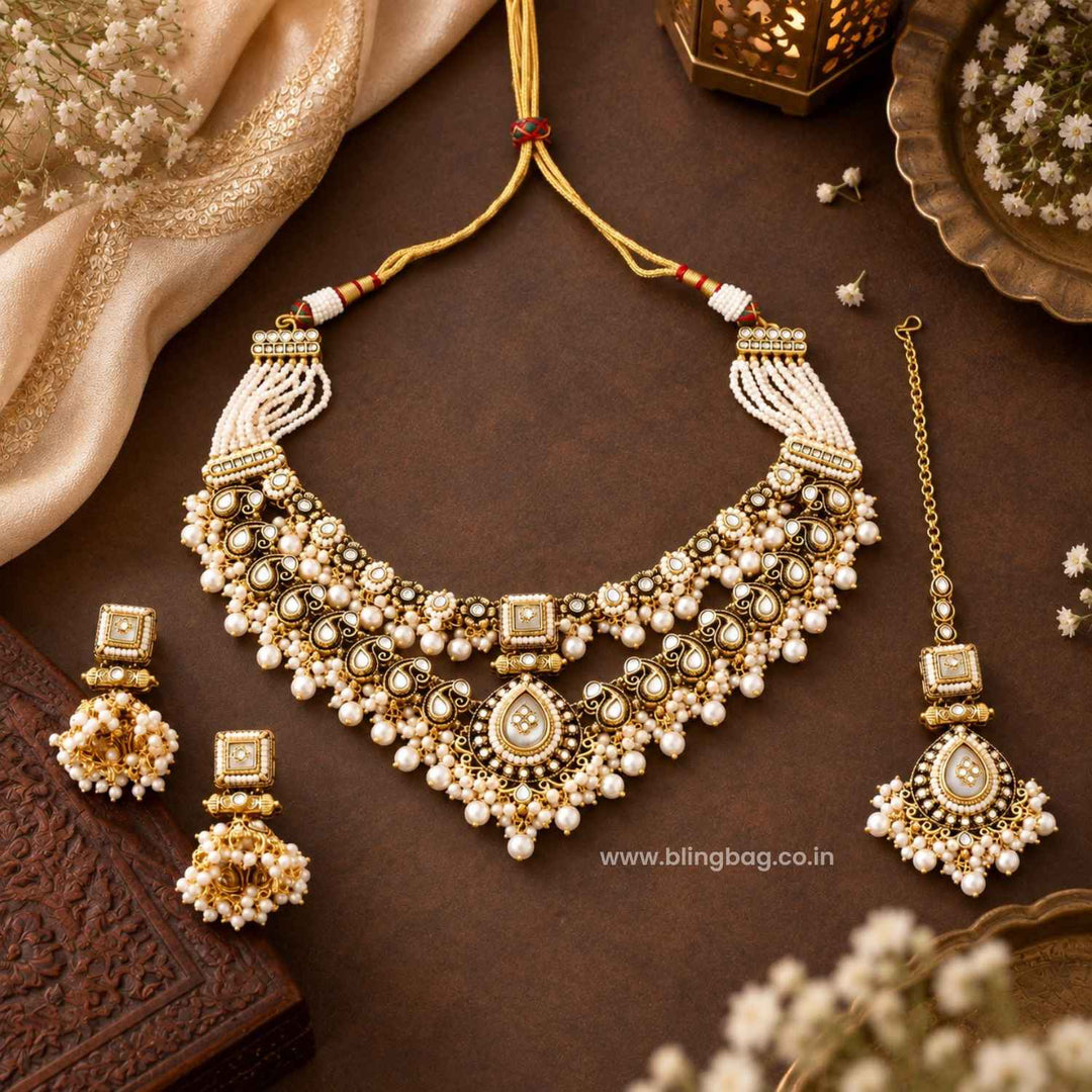 Ivory Chavi Kundan Jewellery Set - New Arrival