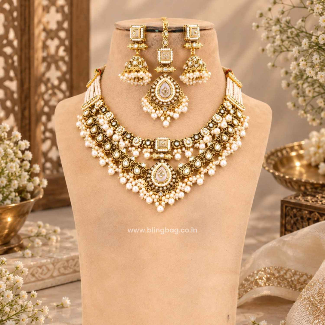 Ivory Chavi Kundan Jewellery Set - New Arrival