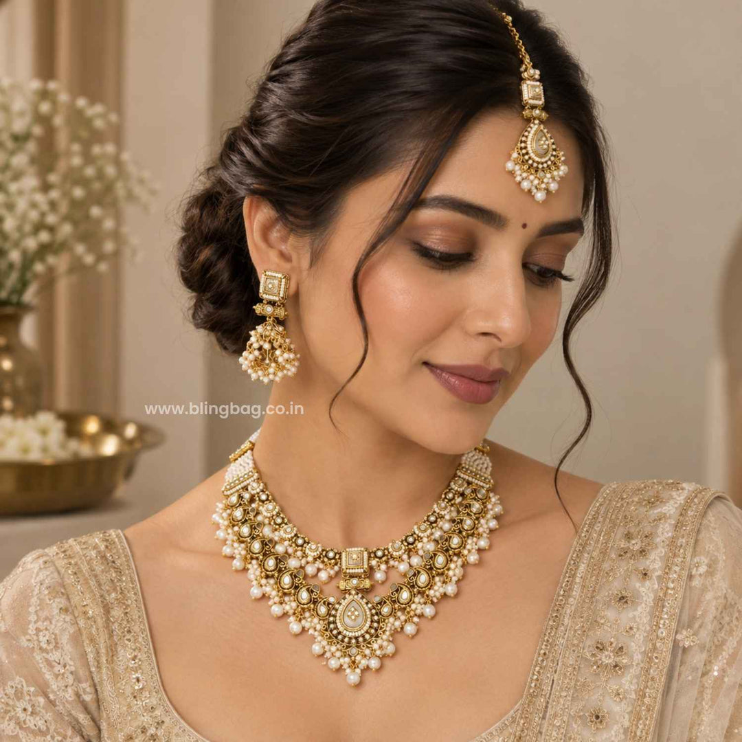 Ivory Chavi Kundan Jewellery Set - New Arrival