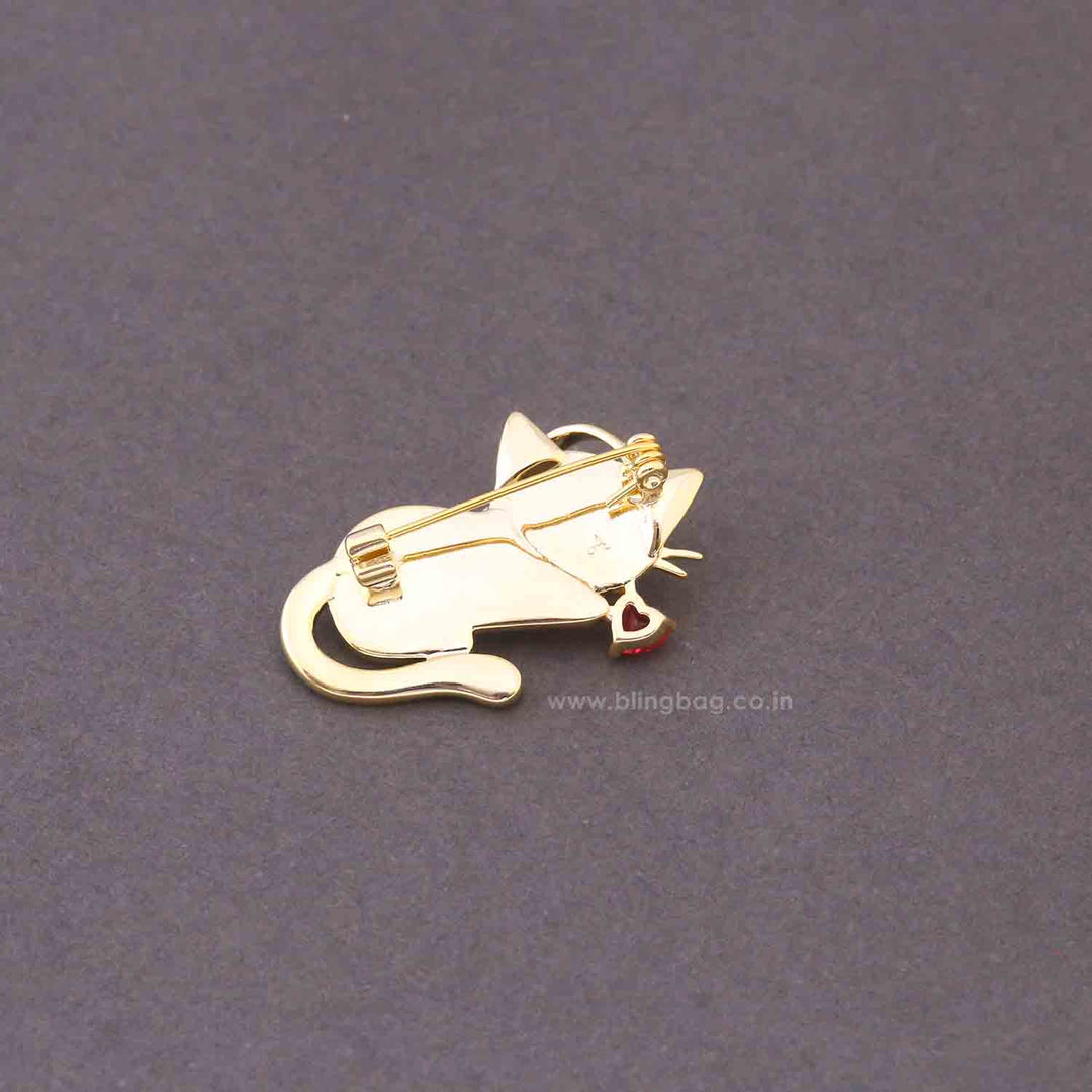 Ivory DJ Kitty Brooch
