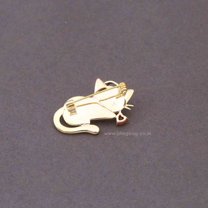 Ivory DJ Kitty Brooch