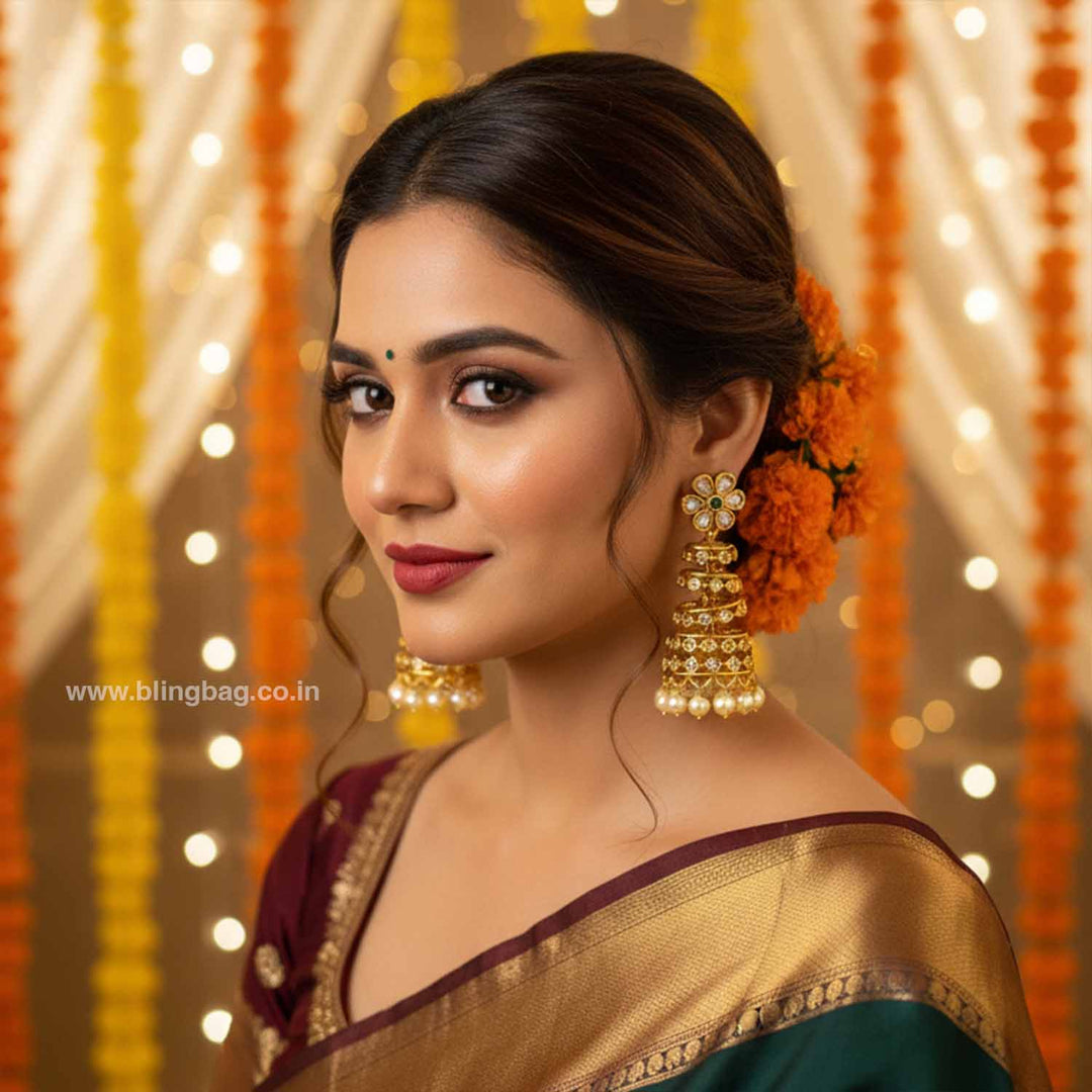 Ivory Damie Victorian Jhumkis