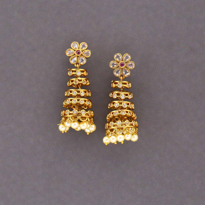 Ivory Damie Victorian Jhumkis