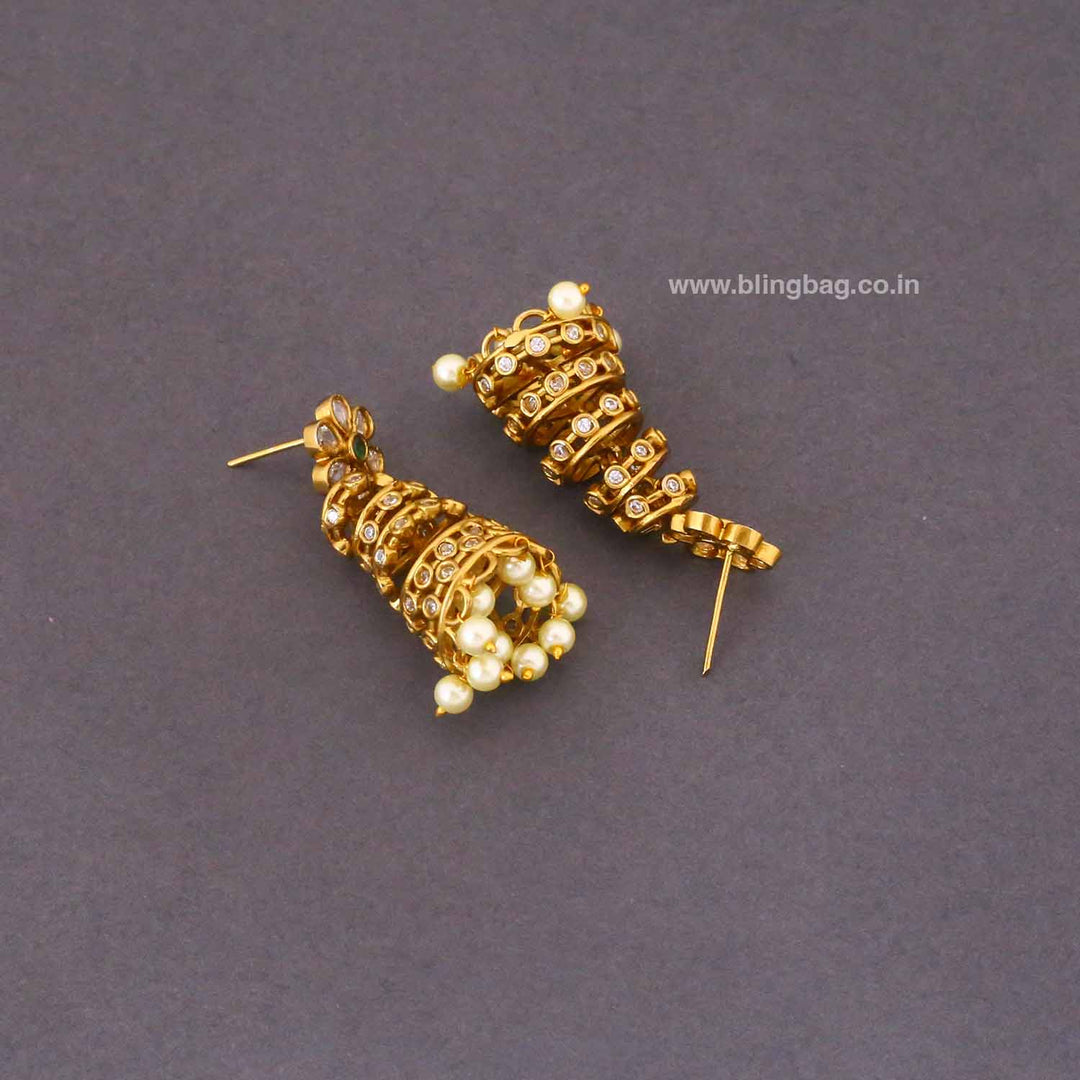 Ivory Damie Victorian Jhumkis