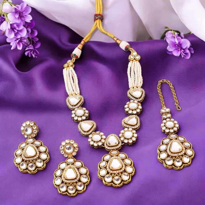 Ivory Dhivyashi Kundan Jewellery Set