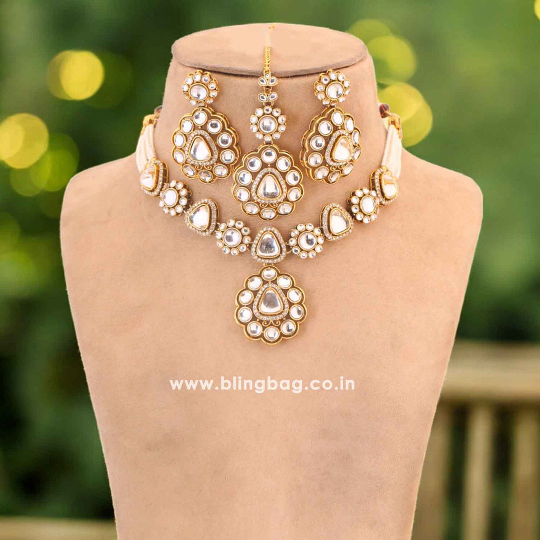 Ivory Dhivyashi Kundan Jewellery Set