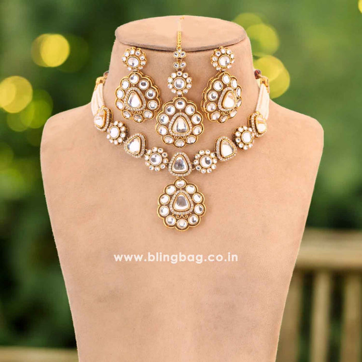 Ivory Dhivyashi Kundan Jewellery Set