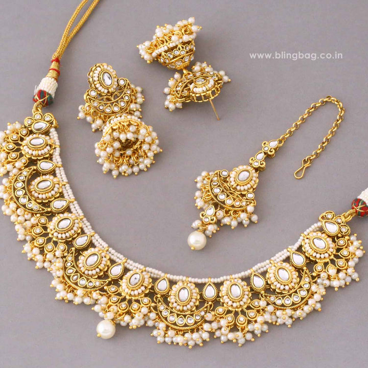 Ivory Diyaani Kundan Jewellery Set