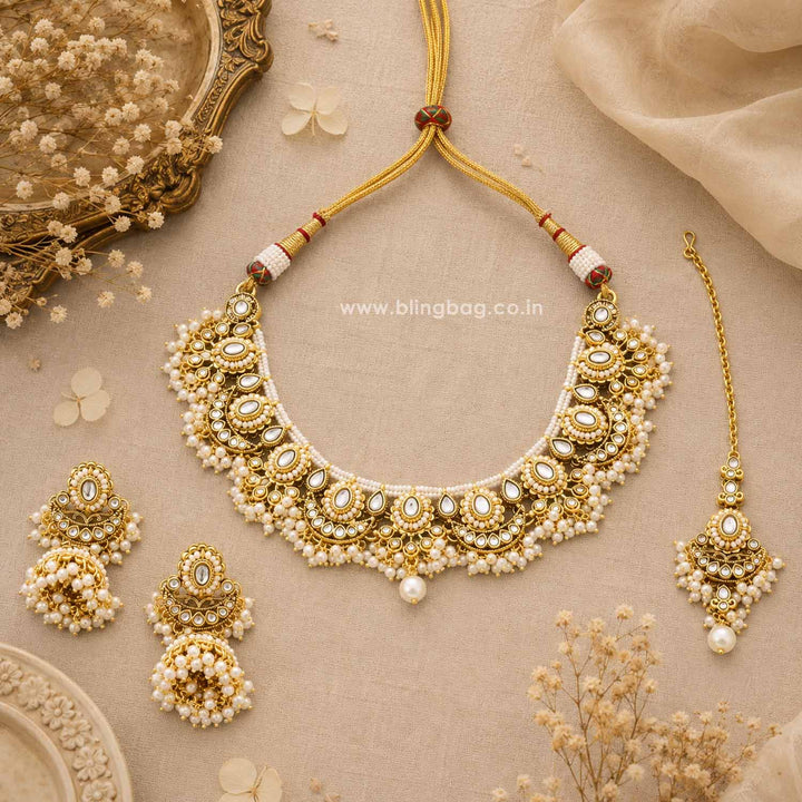 Ivory Diyaani Kundan Jewellery Set
