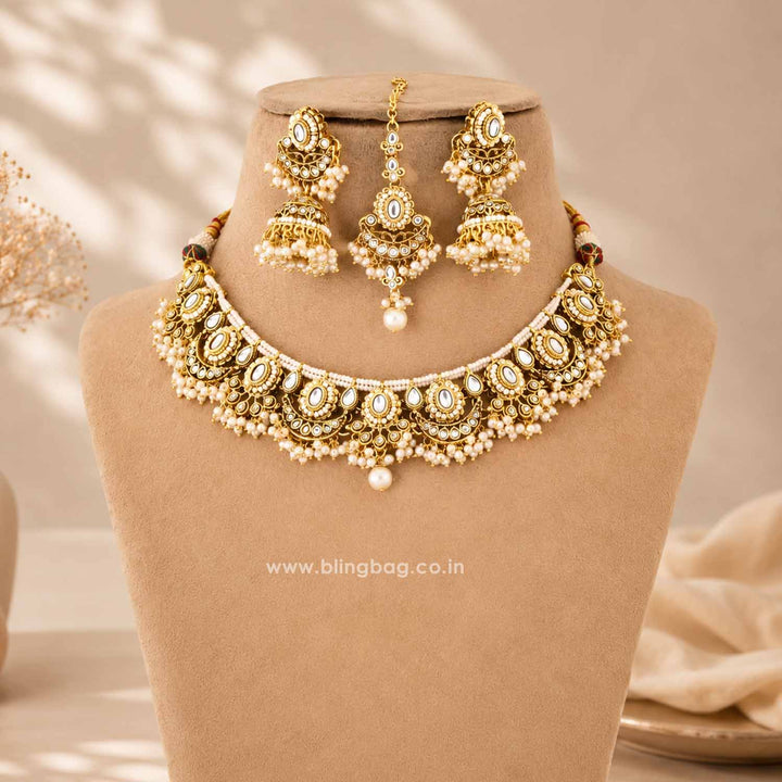 Ivory Diyaani Kundan Jewellery Set