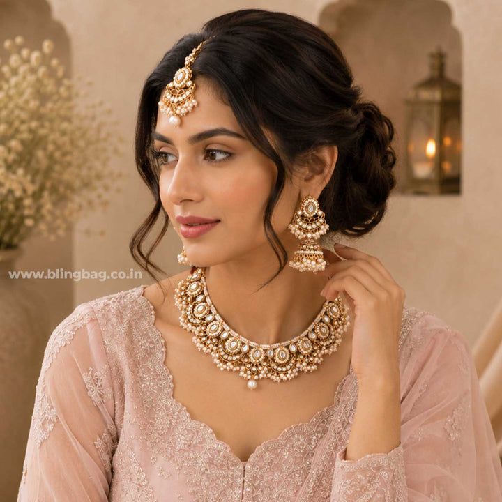 Ivory Diyaani Kundan Jewellery Set