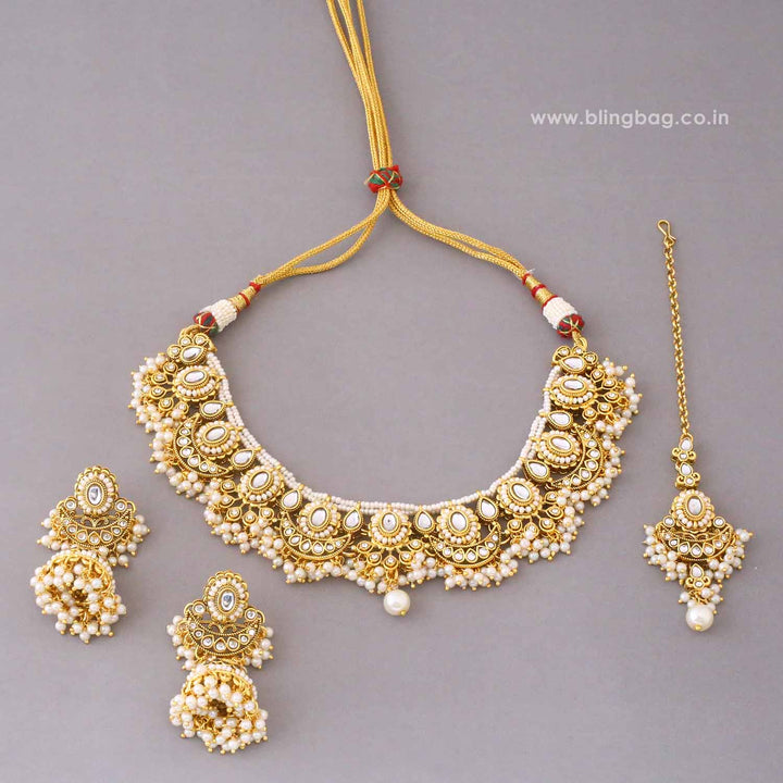 Ivory Diyaani Kundan Jewellery Set