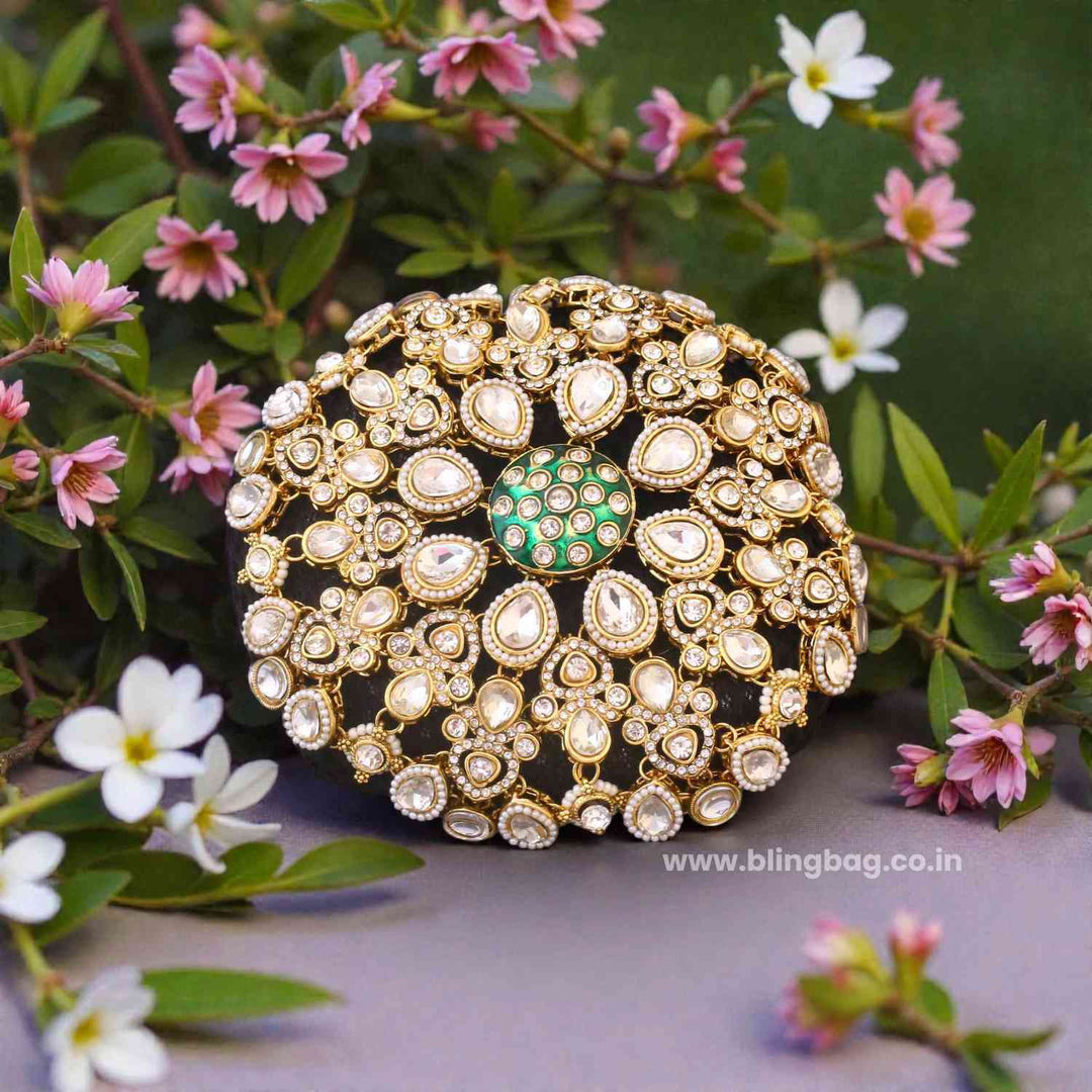 Ivory Diyai Kundan Hair Bun Cage