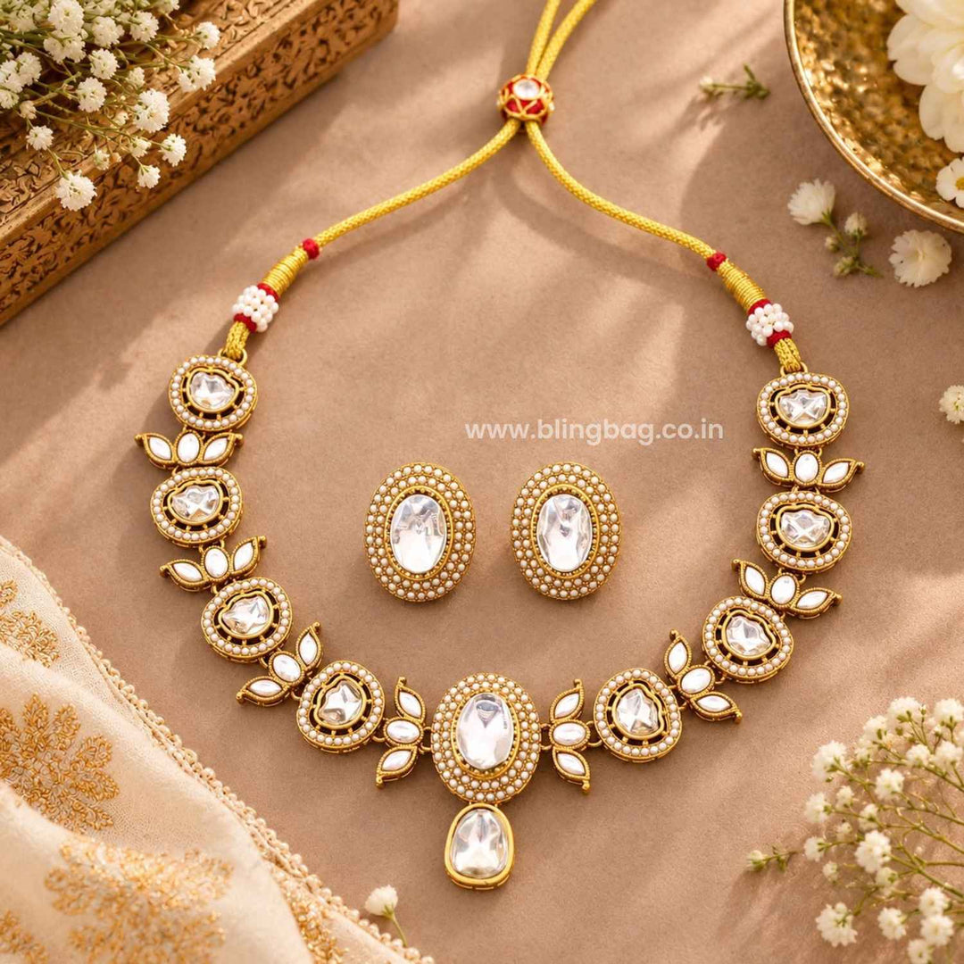 Ivory Emilyia Kundan Jewellery Set- New Arrivals