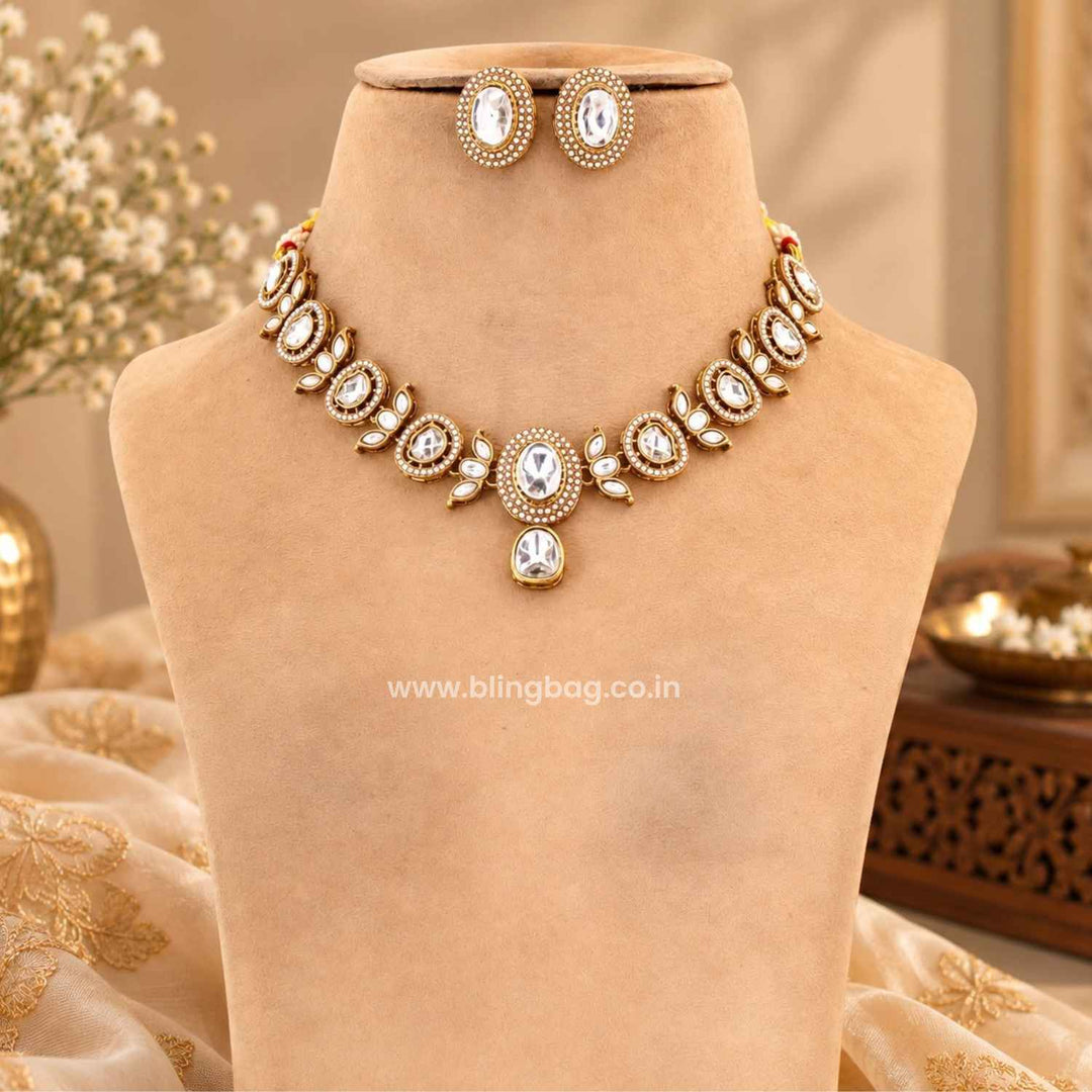 Ivory Emilyia Kundan Jewellery Set- New Arrivals