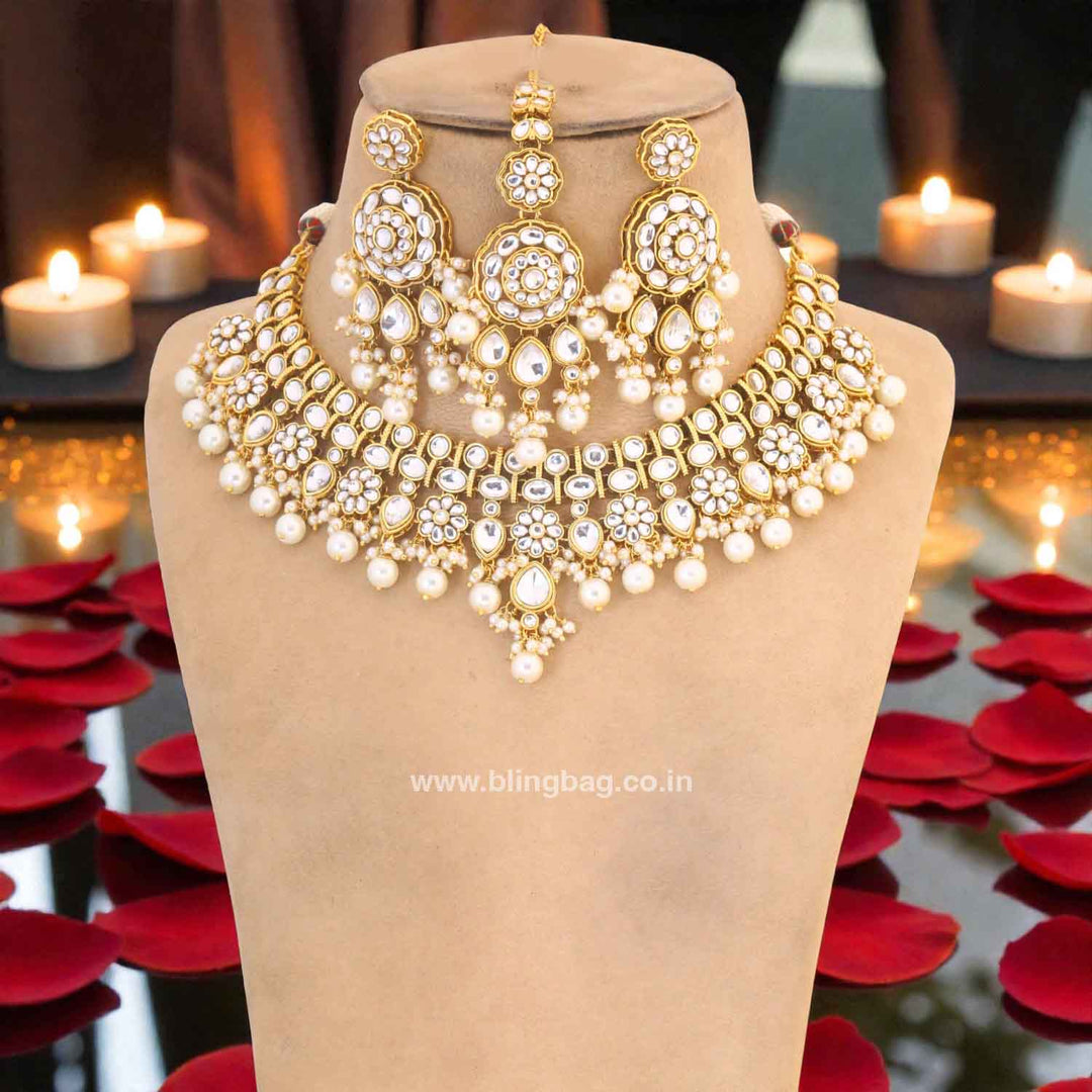 Ivory Eshanya Kundan Jewellery Set