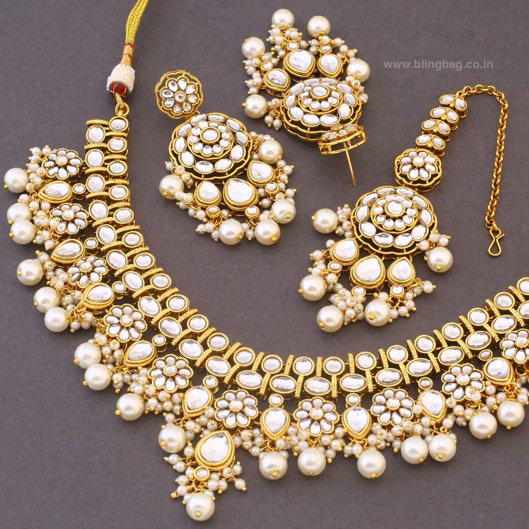 Ivory Eshanya Kundan Jewellery Set