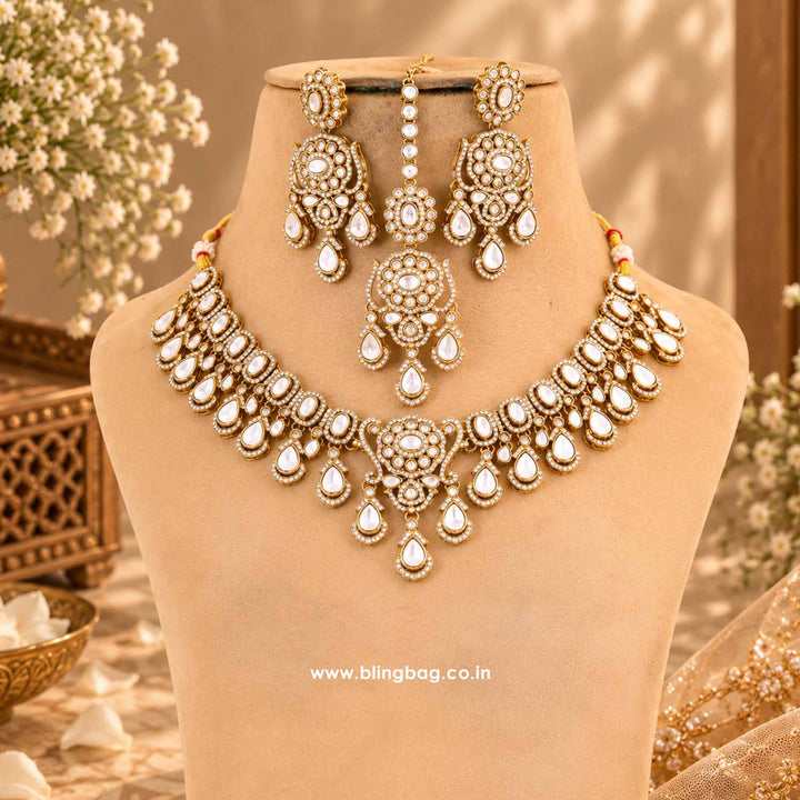 Ivory Eshira Kundan Jewellery Set - New Arrival