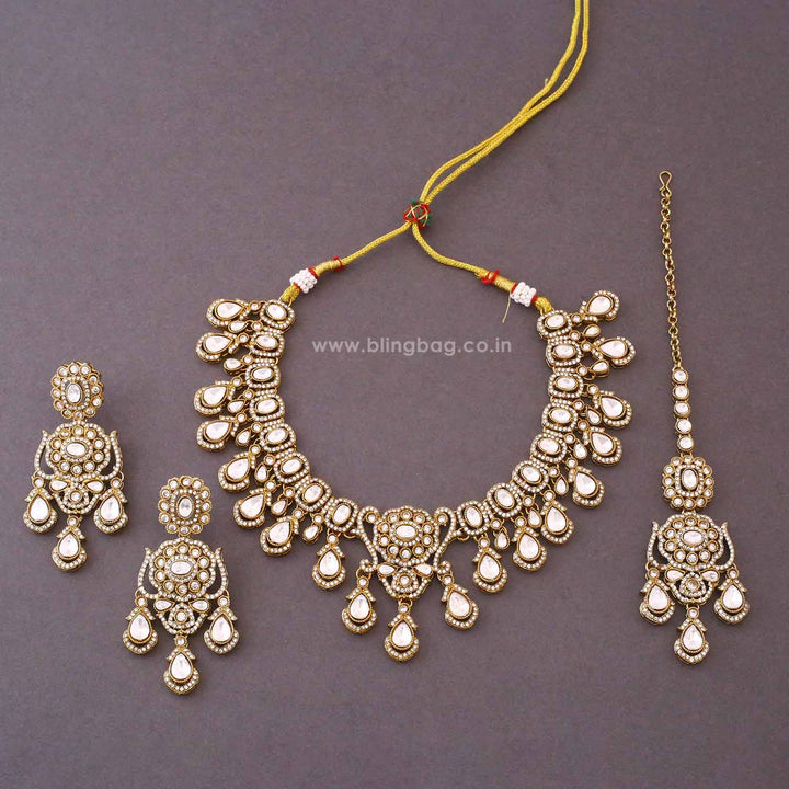 Ivory Eshira Kundan Jewellery Set - New Arrival