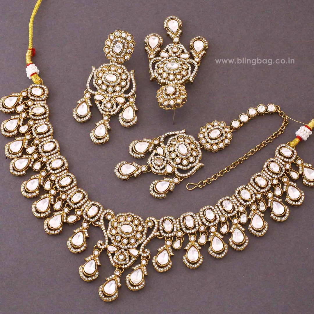 Ivory Eshira Kundan Jewellery Set - New Arrival