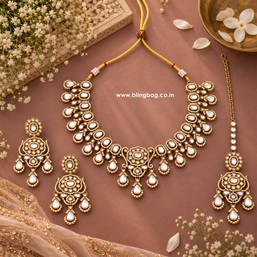 Ivory Eshira Kundan Jewellery Set - New Arrival
