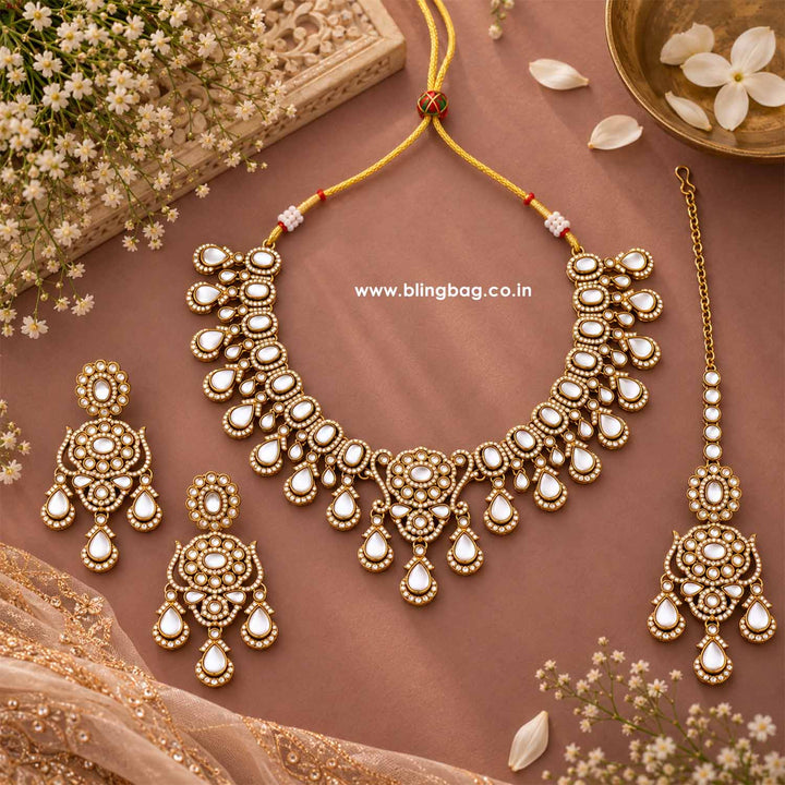 Ivory Eshira Kundan Jewellery Set - New Arrival