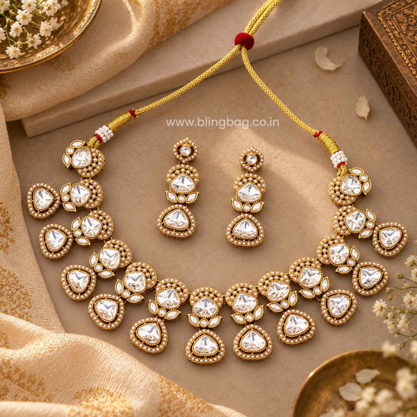Ivory Evaira Kundan Jewellery Set - New Arrival