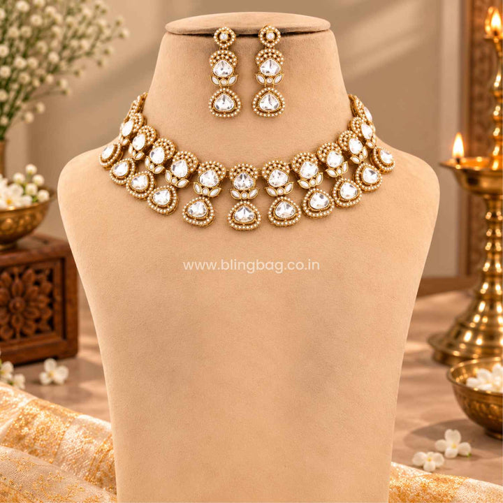 Ivory Evaira Kundan Jewellery Set - New Arrival