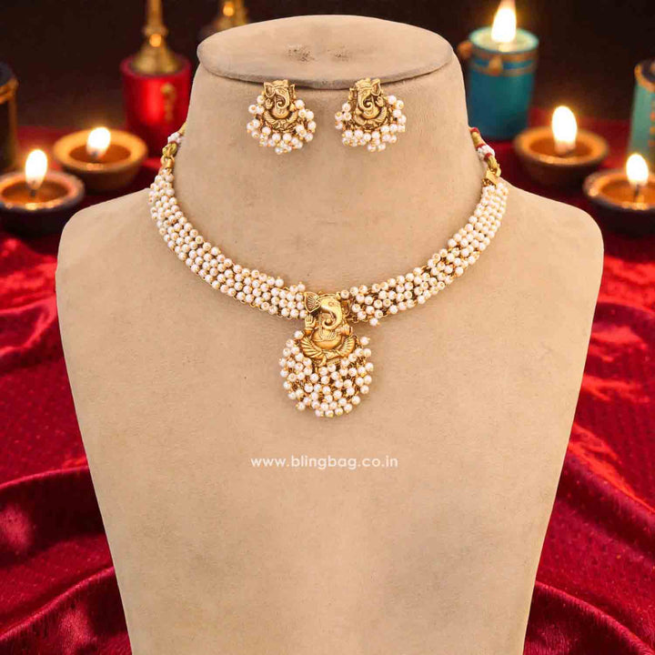 Ivory Ganakrida Temple Jewellery Set - New Arrival
