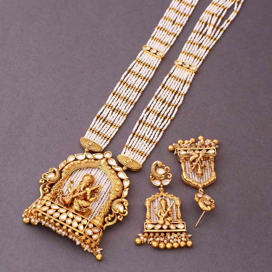 Ivory Ganesh Temple Jewellery Set- New Arrival