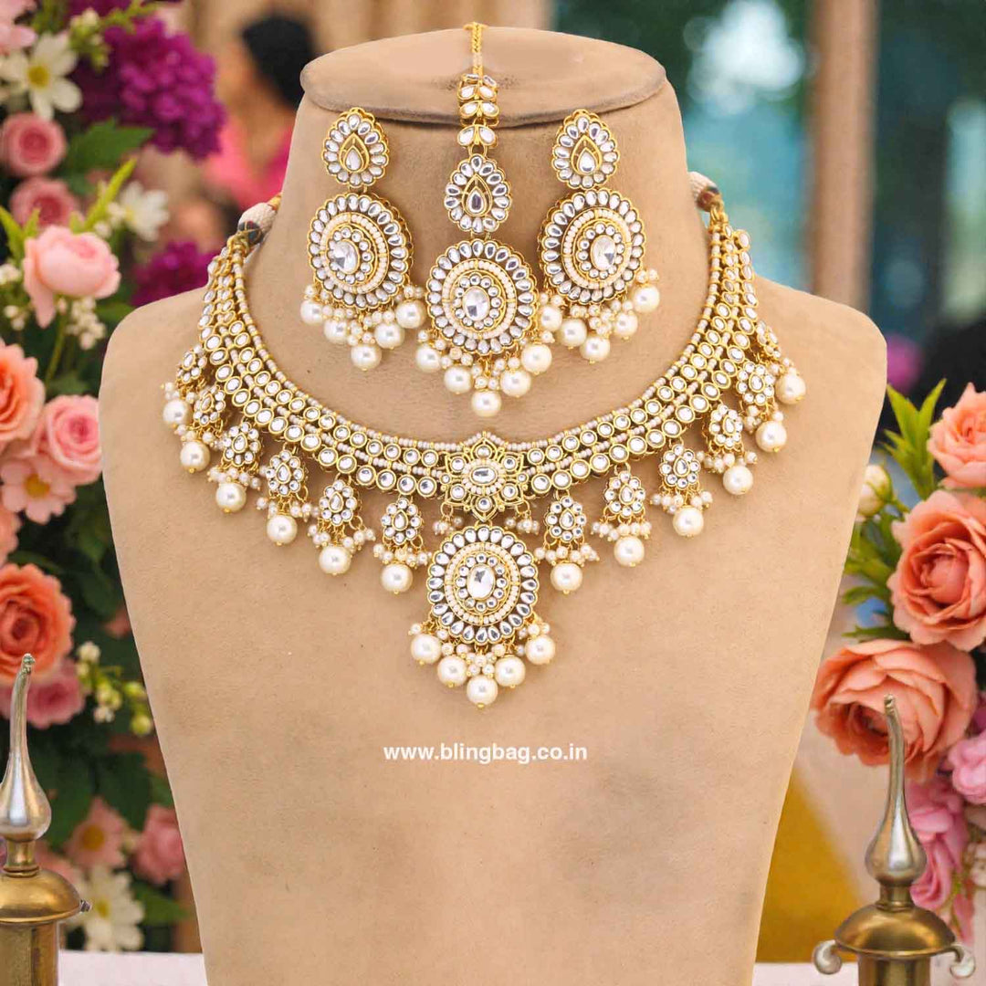 Ivory Grishma Kundan Jewellery Set