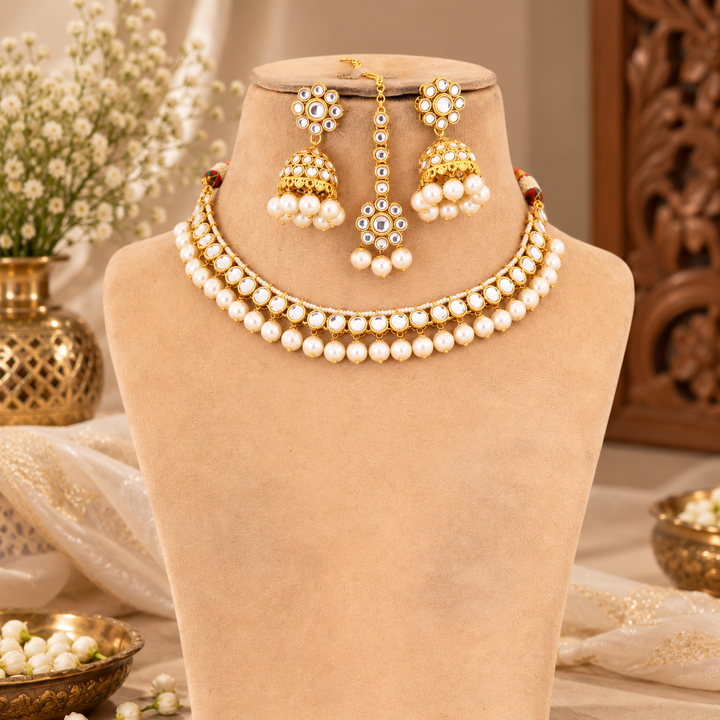 Ivory Himshri Kundan Jewellery Set