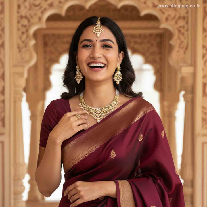 Ivory Hritika Kundan Jewellery Set