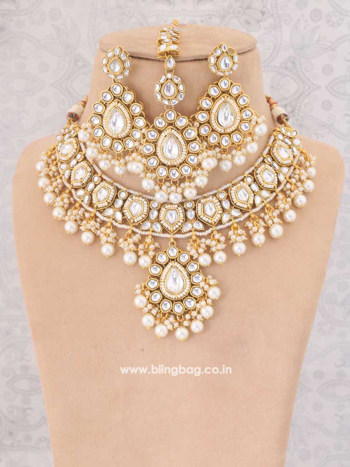 Ivory Jiya Kundan Jewellery Set