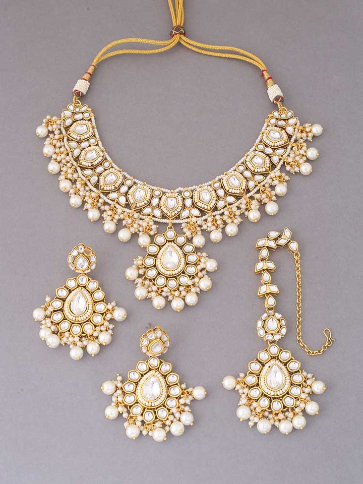 Ivory Jiya Kundan Jewellery Set